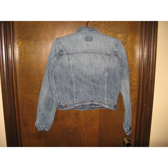 Vintage American Eagle 4 Pocket Blue Jean Denim Jacket Girls Youth M Distressed - Picture 3 of 3
